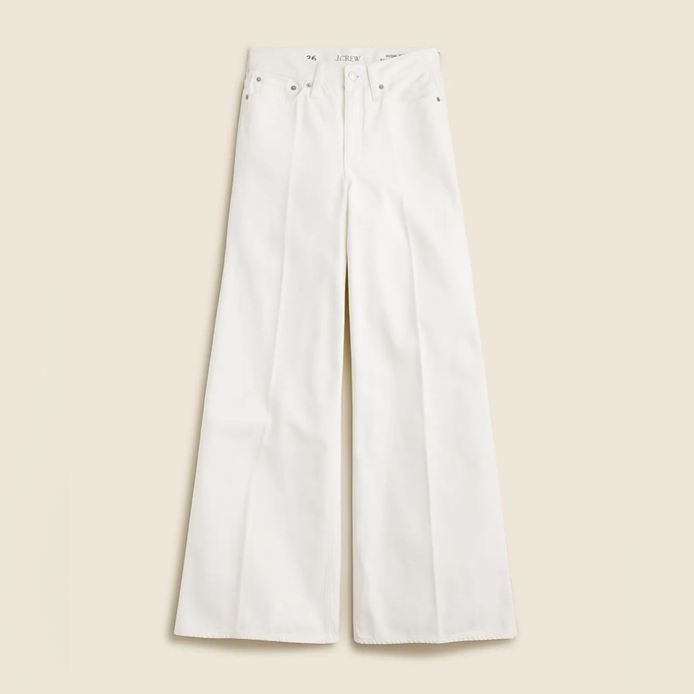 J.Crew High rise superwide leg jean in white BX951